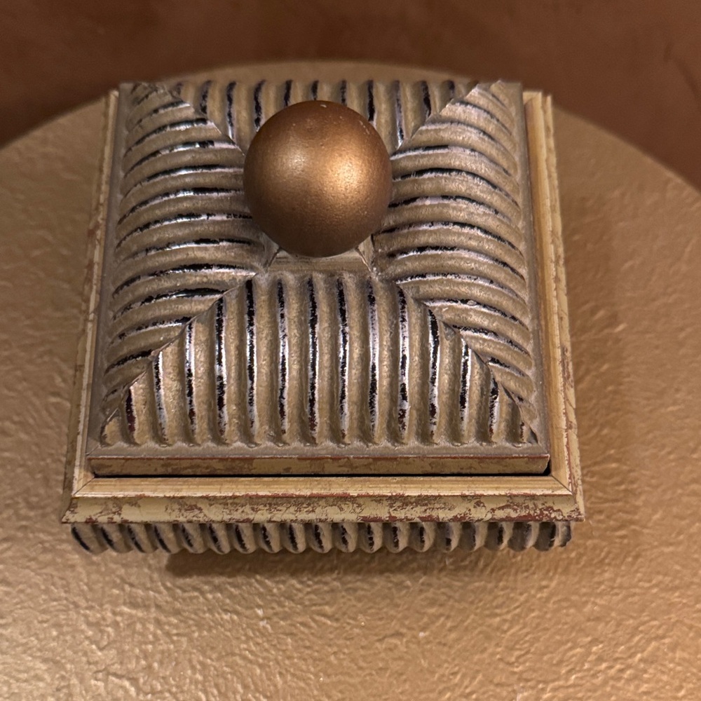 Small Olive, Gold and Silver Decorative Wooden Box